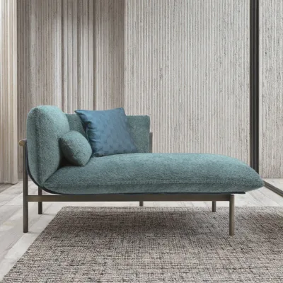 Chaise Lounge Villa Furniture Stainless Steel Frame Italian Modern Home Light Luxury 3seater Hotel Loft Fabric Sofa Couch