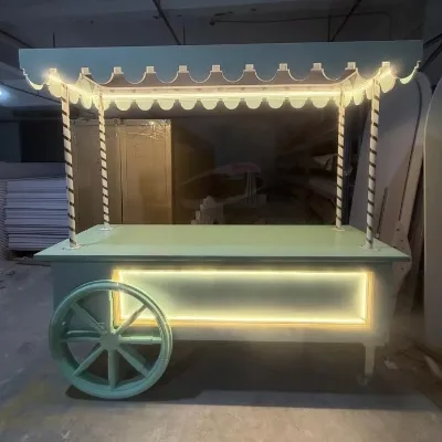 Modern Design Acrylic Flower Cart Stage for Big Wedding Decoration Portable Dessert Cart