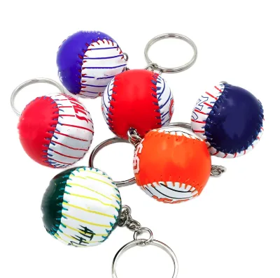 New Eco-friendly PU Gravure Printed Baseball Pendant Keychain