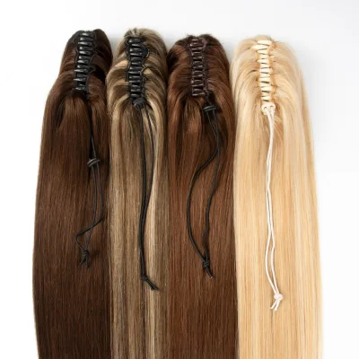 Wholesale 100% Remy Human Hair Claw Clip Ponytail Extension Double Drawn Natural Blend Secure Grip