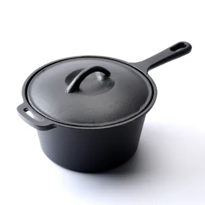 Hot Selling Pre-Seasoned Cast Iron Sauce Pans Melting Pot With Lid And Handles