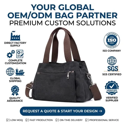 OEM ODM Custom High Quality Luxury Tote Bags Handbags Canvas Crossbody Bag Canvas Shoulder Bags with Inner Zipper Pocket