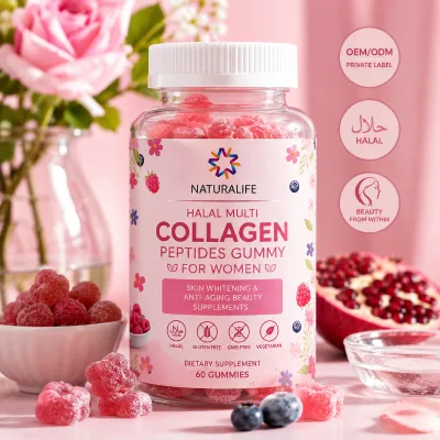Wholesale Halal Multi Collagen Peptides Gummy for Women Skin Whitening and Anti Aging Beauty Supplements