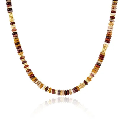 Minimalist Boho Tiger Eye Bead Chain Necklace 14K Gold Plated Natural Gemstone Necklace Handmade Jewelry