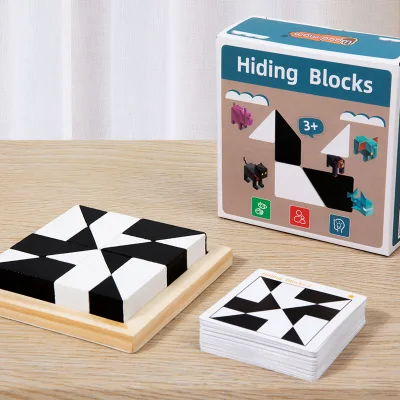 Wooden Hidden Building Blocks Game Geometric Children's Puzzle Parent-Child Board Challenge Level Toy