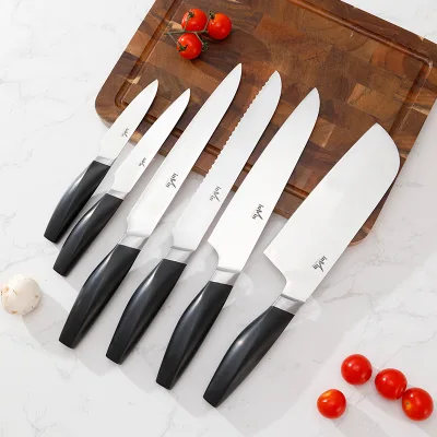 6 Pieces Black Professional Kitchen Knife Set for Chef, Super Sharp Knife Set