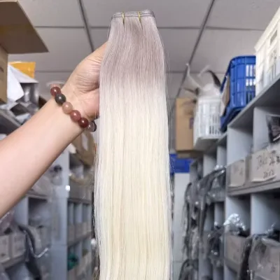 100% Natural Hot Sale Remy Hair Extensions Genius Weft Invisible 100% Human Hair Double Drawn Virgin Flat Weft Hair