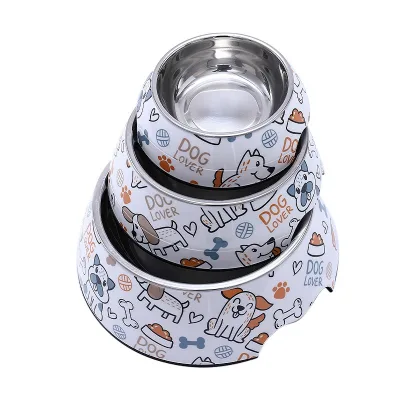 Hoopet Universal Anti-Knock Over Silicone and Stainless Steel Pet Feeding Bowl Big Dog Eating and Cat Water Basin Bowl