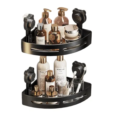 Eco-Friendly Stylish PP Plastic Single Wall Mounted Suction Cup Multifunction Bathroom Storage Rack Shelf Organizer Factory