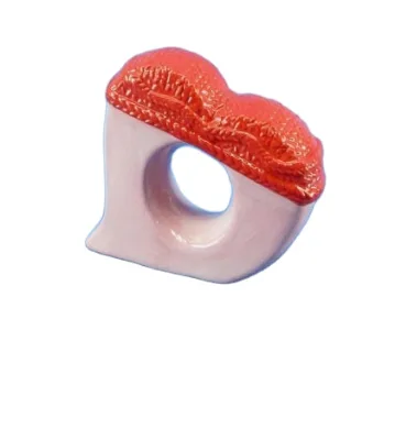 Handpainted ceramic heart shaped napkin ring