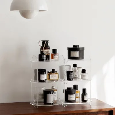 High Quality Light Luxury Square Acrylic Multifunction Cosmetics Storage Shelf for Dresser Desktop Drawer Lipstick Skin Care