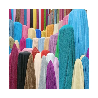 Cheap New Style Glitter 100D Polyester Fabric Metallic Breathable Stain Resistant Memory Anti-Pill Party Dress Knitted Bright