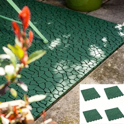 4pcs Set Anti-Slip & Waterproof Easy Clean Balcony Plastic Paver Outdoor Garden Flooring Tiles Interlocking Decking Tiles