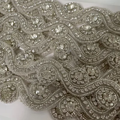 Classic Design 3 cm Round Glass Loose Rhinestone Beaded Trim