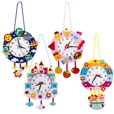 Wholesale Multi-style Felt Cartoon Clock Toy Children's DIY Handmade Clock Toy Kit Kindergarten Teaching Aid for Learning Time