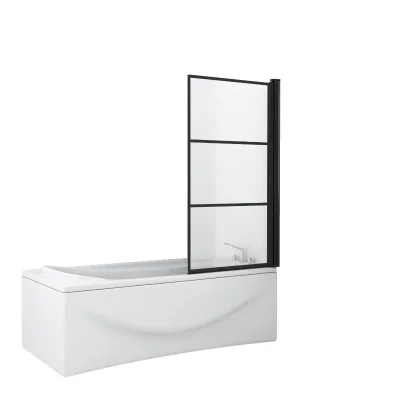 Folding Bathtub Shower Screen for Black Matt Shower Room Cabin