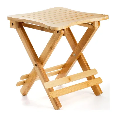 Wholesale Modern Foldable 12 Inch Square Bamboo Shower Seat Stool for Farmhouse Park Bathroom Entry Outdoor Use