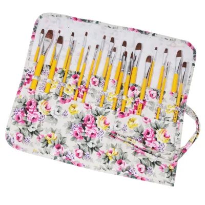 Custom Printed Canvas Flap Art Painting Supplies Protect Bags Fashion Cotton Writing Brush Case for Kids