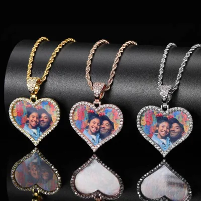 Wholesale Custom Memory Locket Picture Necklace Pendant Chains Jewelry Heart Sublimation Photo Necklace With Photo Wings /