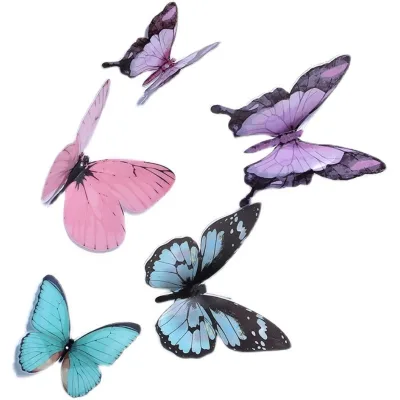 Party Creative Wall Decoration 18 Black and White butterfly 3D Simulation PVC butterfly