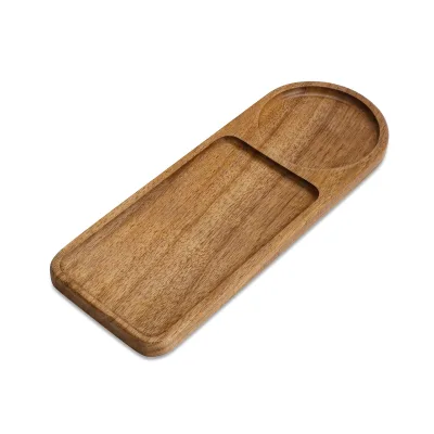 Small Acacia Wood Single Tray American Style Bathroom Counter Coffee Table Toilet Jewelry Storage Mini Charcuterie Serving