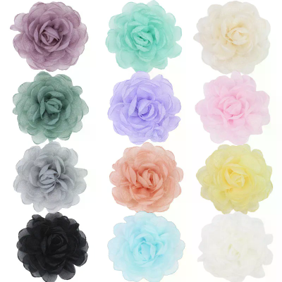 Best quality ribbon flower for wedding party birthday fabric flowers picks floral crafts gifts star sky yarn burn edge flowers