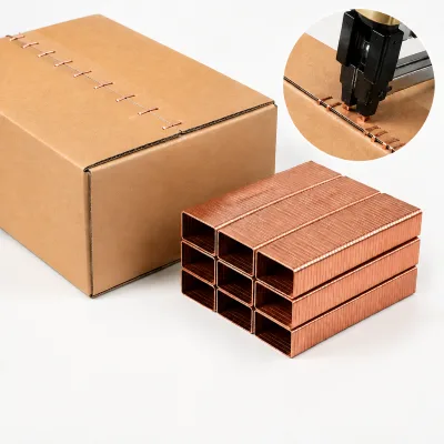 Industrial Grade Copper Plated Staples Strong Holding Pneumatic Stapler Staples for Carton Sealing and Warehouse Packing