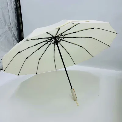 Manufacturer Foldable Custom Design Umbrella 3-Fold Umbrella Luxury Handle Classic Manual Paraguas Rain Function Logo Printing