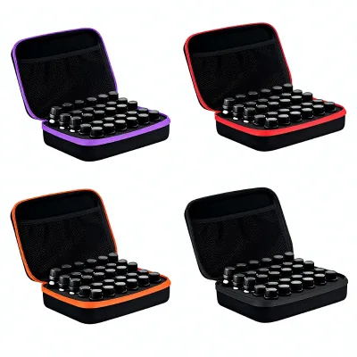 Essential Oil Storage Bag EVA Material Open Closure 30 Compartments for 5/10/15mL Bottles Drop- Shock-Resistant Multiple Colors