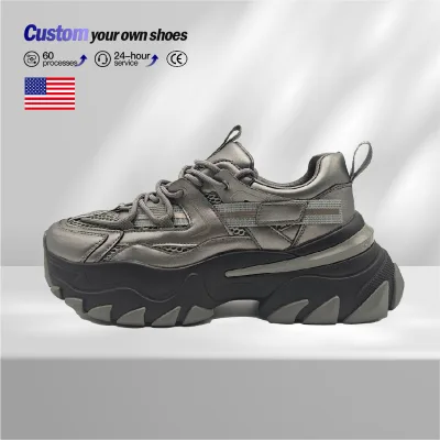 Wholesale Low Price Men's Fashionable and Comfortable Sports Shoes Thick Sole Lighted Summer Autumn Sponge Cake Design