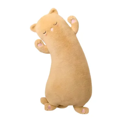 Cute and Adorable Long Curved Cat Pillow for Home Decoration
