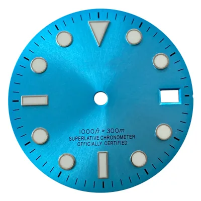Luxury Custom Copper Dial Japan NH35 Automatic Movement 28.5mm Blue Luminous Watch Dial