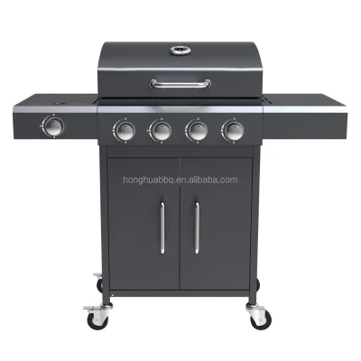 Competitive Bbq Grills Camping Gas Oven Mobile Outdoor Gas Bbq Grill 4+1 Burners With Cabinet
