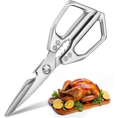 Custom logo Multipurpose Kitchen Shears Stainless Steel Heavy Duty Kitchen Scissors with Aluminum Alloy Handle