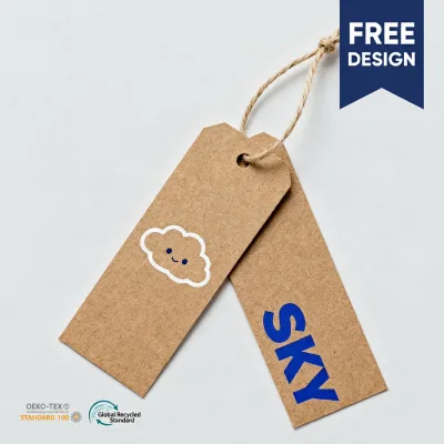 Custom Wholesale Factory Price Low MOQ Eco-friendly Kraft Paper Hang Tags Minimalist Recycled Swing Tags for Clothing Kids Wear