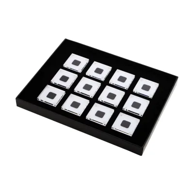 Exquisite Transparent Plastic Loose Diamond Showcase Tray Display Boxes with Clear or Black Back Box
