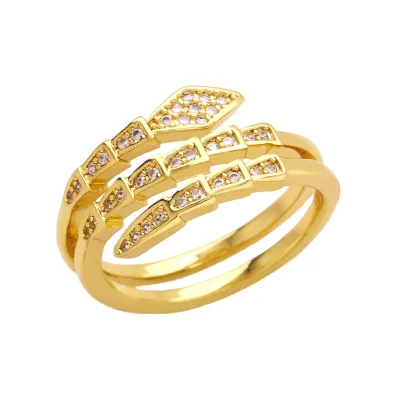 2022 Light Luxury Open Ring Cold Style Zircon Snake Ring for Women Snake Bone Forefinger Ring