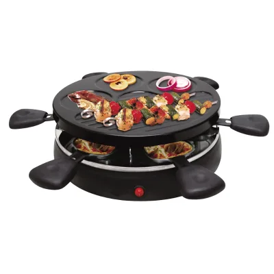 Electric Indoor Raclette Table Grill BBQ Grill With Removable 6 Pans