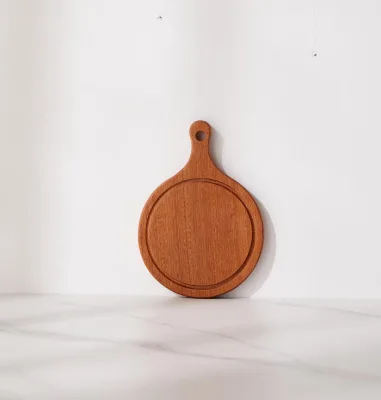 Thick Multifunction Round Custom Wooden Kitchen Cutting Board with Logo and Handle
