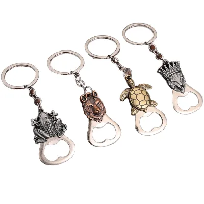 Men's Cartoon Solar Multi-Functional Keychain with Built-In Bottle/Beer Opener-Waterproof Heavy-Duty Metal Key Ring for Car Keys