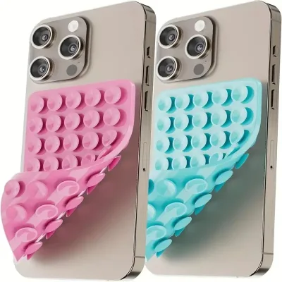 Silicone Suction Phone Case Double-Sides Mount Silicon Hands-Free Mirror Shower Mobile Phone Holder
