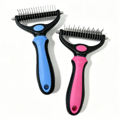 Hot-selling Custom 2-in-1 Portable Double-sided Hair Removal Comb Made of Stainless Steel for Untangling cat and Pet Dog Fur