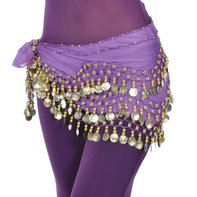 Classically Handmade Bead Suspension Indian Belly Dance Training Skirt Unisex Accessory for Shows Performances Coin Belt Metal