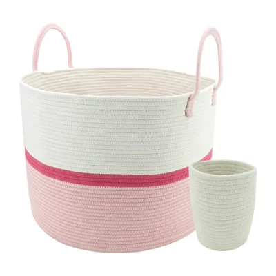 Wholesale New Design Laundry Storage  Clothes and Toys Basket XXL Large Size Cheap Cotton Rope Basket  With Handles