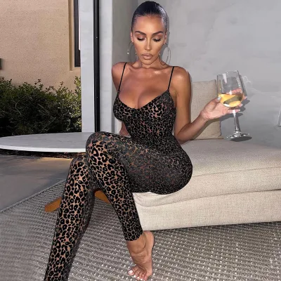 Y0051 2025 Summer New Women's Sexy Low Cut Strap Plush Tight Fitting Hip Hugging Jumpsuit