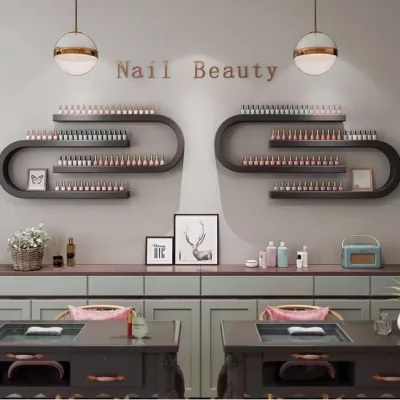 2025 New Free Shipping Modern Design Metal Nail Art Shelf Display Rack Wall Hanging Cosmetic Storage for Nail Polish Glue