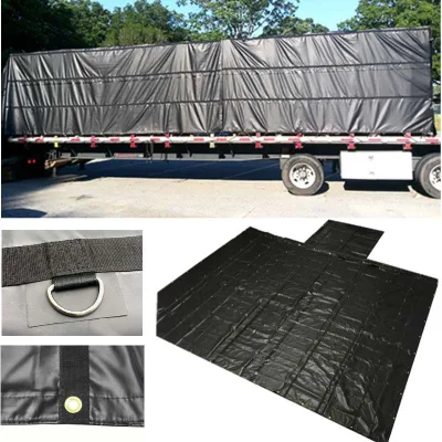 Dandelion 14 Oz Waterproof Woven PVC Coated Tarpaulin Flatbed Truck Tarp 20' X 27' Black Heavy Duty 6' Drop Flap