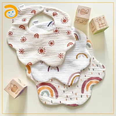 High Quality Customization 100% Organic Cotton Muslin Baby Bandana Bibs Quality Baby Bandana Drool Baby Bibs Organic Bandana Bib