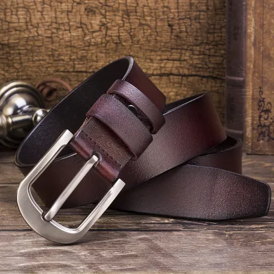 High Quality Designer Pin Plated Black Latest Design Leather Men Belts