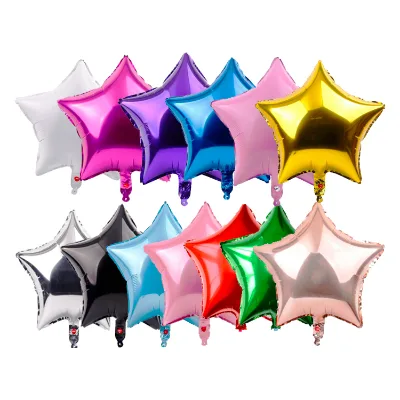 Top Selling 5 10 18-Inch Solid Color Star Helium Mylar Foil Balloon Christmas Valentine's Day Easter Parties